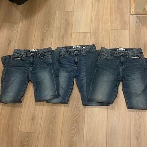 Old Navy jeans, 3 pair of the same style, boot cut built in flex, youth boys, 16